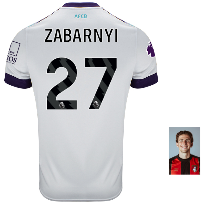 Childrens Away Shirt 24-25-White-27-ILLIA ZABARNYI Collection | AFC Bournemouth Official Store