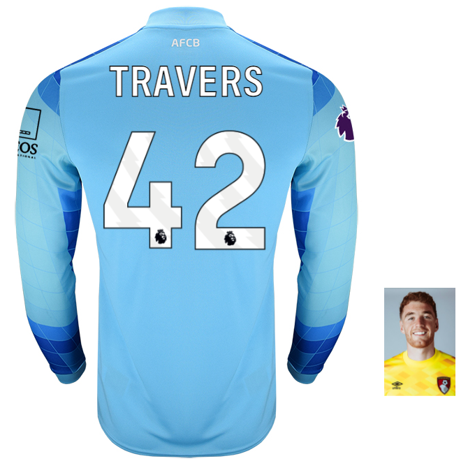 Childrens Goalkeeper Shirt 24-25-Aquarius-42-MARK TRAVERS Collection | AFC Bournemouth Official Store