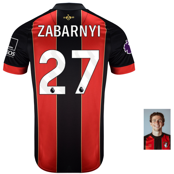 Childrens Home Shirt 24-25-Red-Black-27-ILLIA ZABARNYI Collection | AFC Bournemouth Official Store