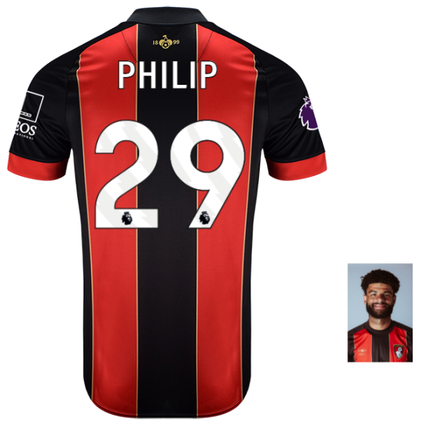 Childrens Home Shirt 24-25-Red-Black-29-PHILIP BILLING Collection | AFC Bournemouth Official Store