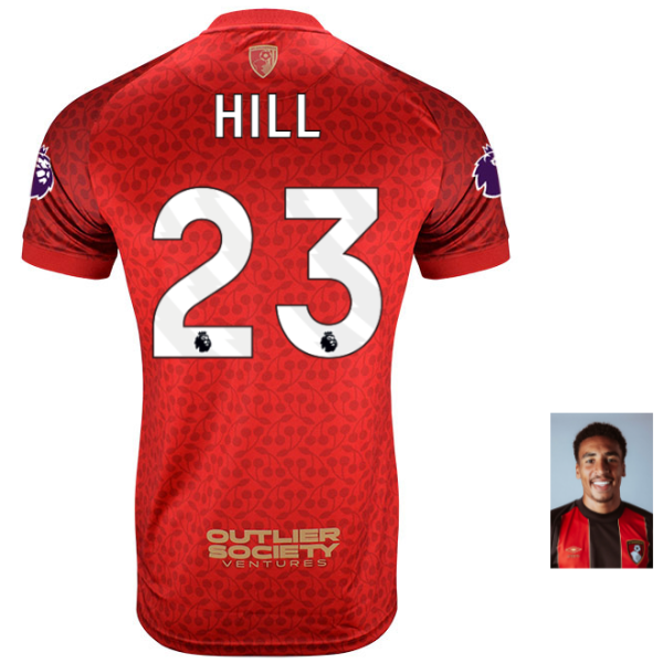 MBJ X AFCB Childrens Shirt-Red-23-JAMES HILL Collection | AFC Bournemouth Official Store