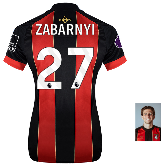 Womens Home Shirt 24-25-Red-Black-27-ILLIA ZABARNYI Collection | AFC Bournemouth Official Store