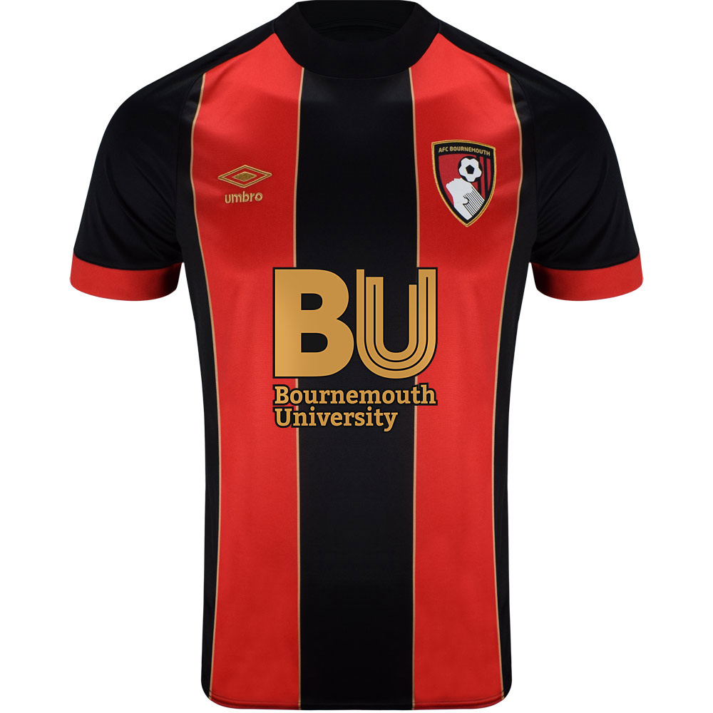 mens home shirt 2425 – red  black – bu with custom printing Collection | AFC Bournemouth Official Store